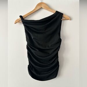 Asymmetrical Neck Top - Black